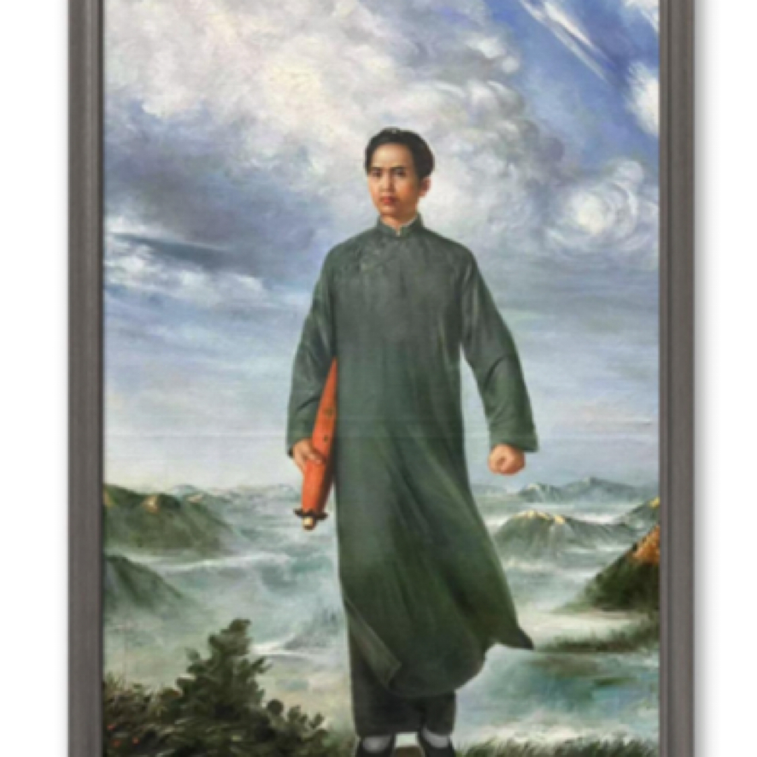 油画红色文化亚麻布