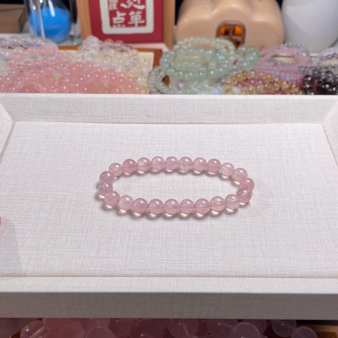 手链芙蓉石未镶嵌粉水晶卡8手串