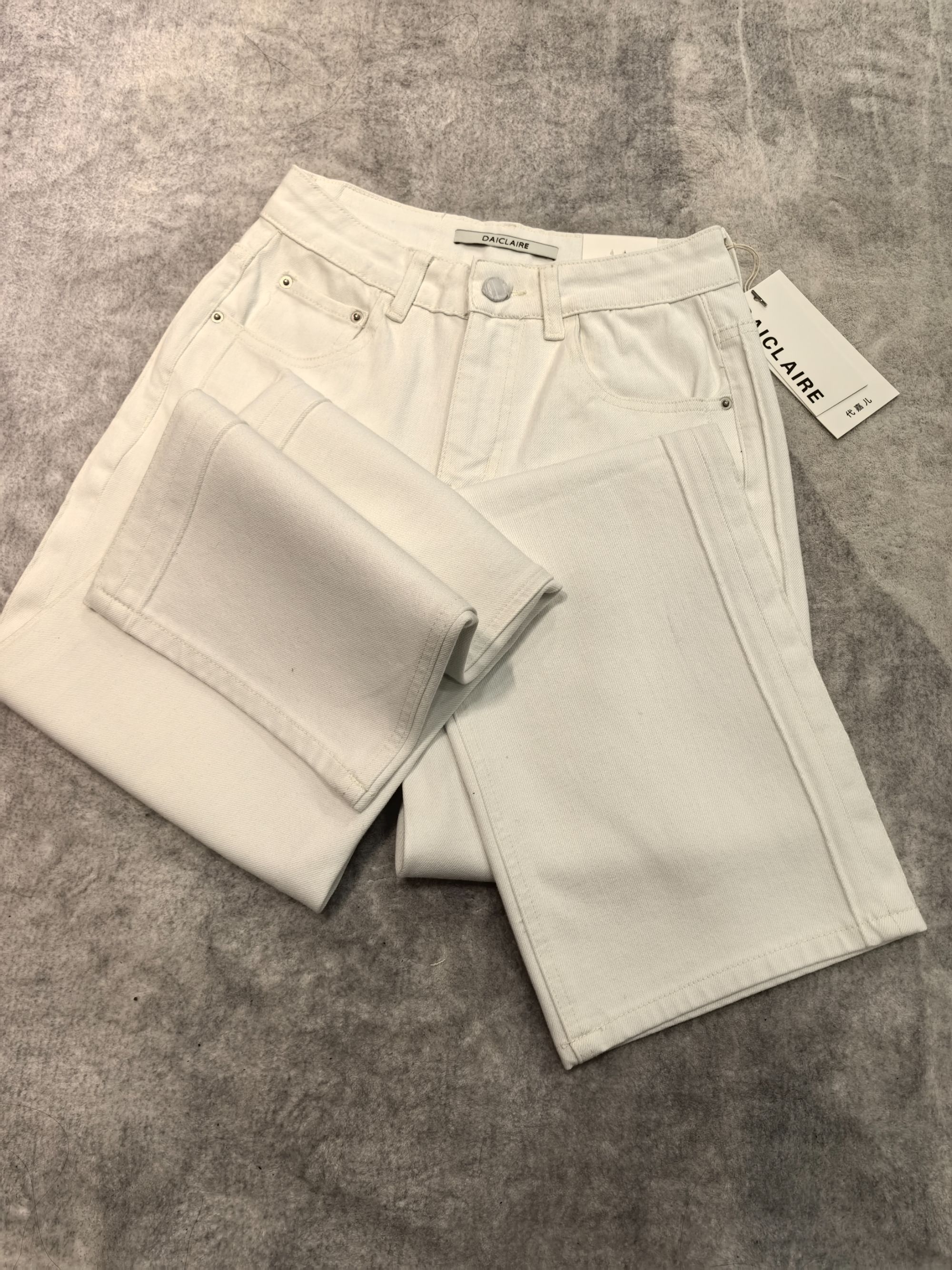 SU【220B】代96 愫叶 MWMA百搭裤王四面弹奶白窄版直筒牛仔裤~