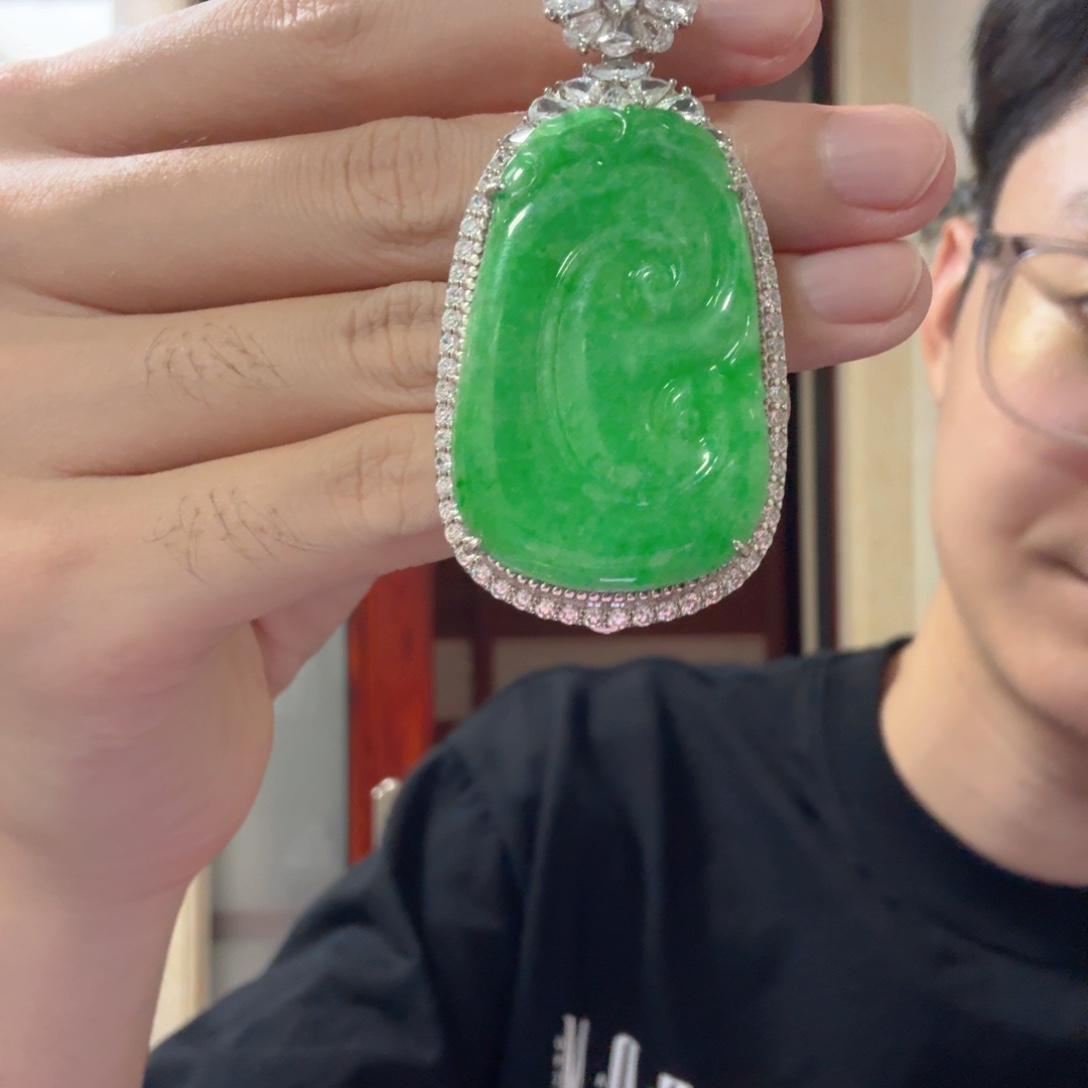翡翠银S925镶嵌颈饰吊坠