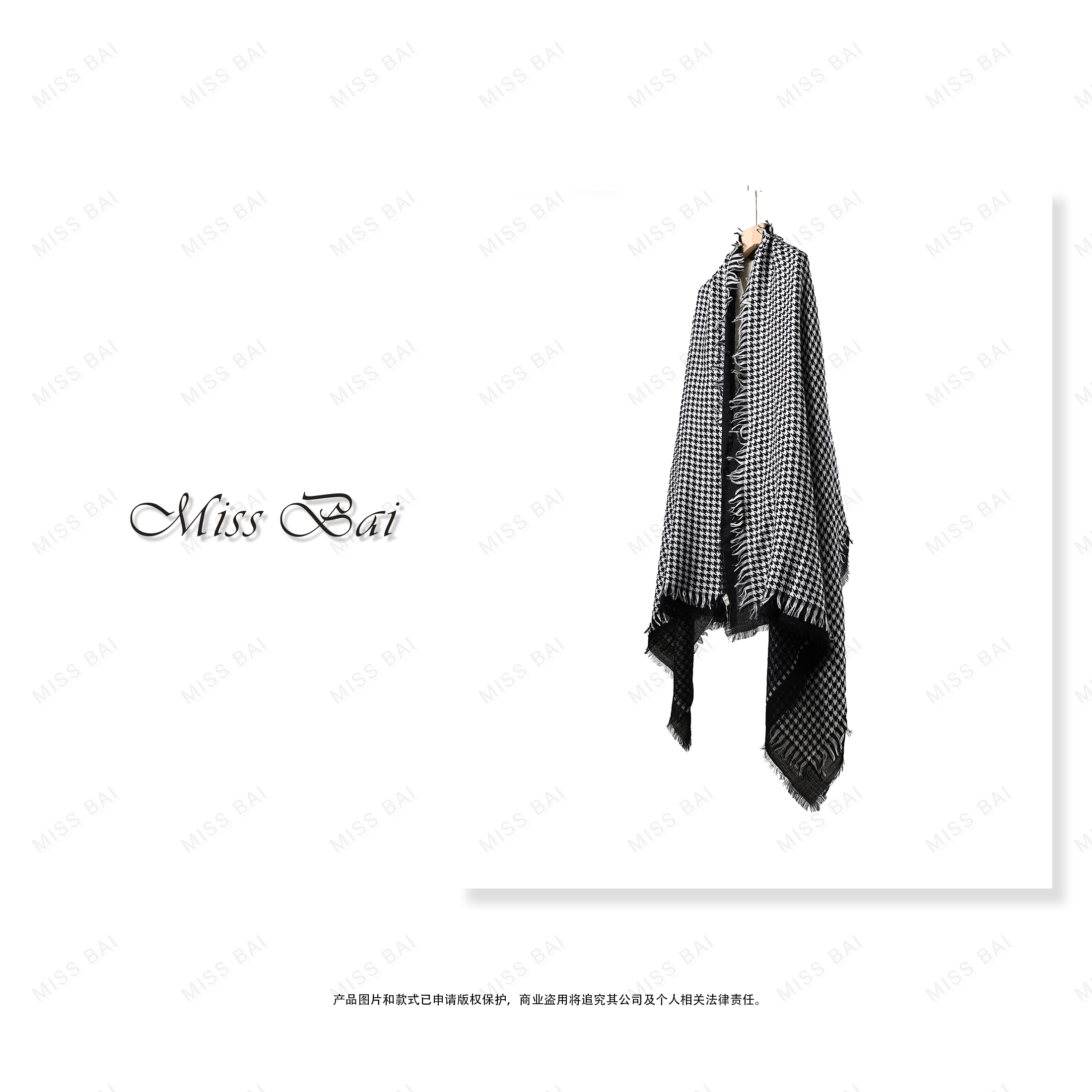 YIWEN-【苏格拉底】千鸟格羊毛围巾披肩WJ0077