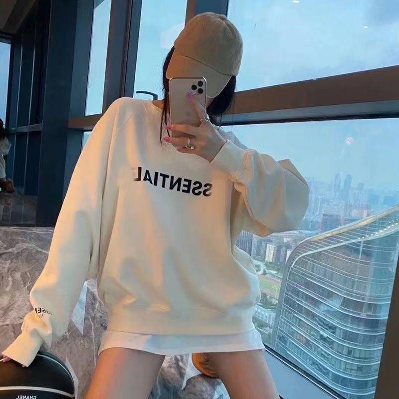 B30男女同款秋冬季时尚圆领印花加毛圈棉纯色卫衣