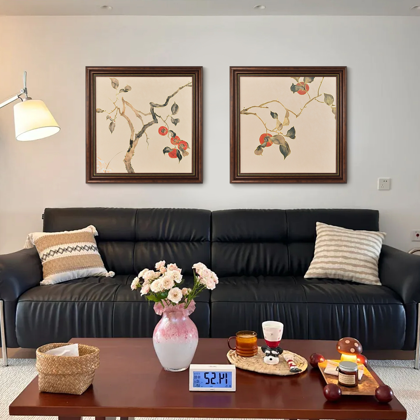 【柿柿清宁鎏金画】复古高端客厅装饰画柿柿如意卧室床头挂画餐厅画