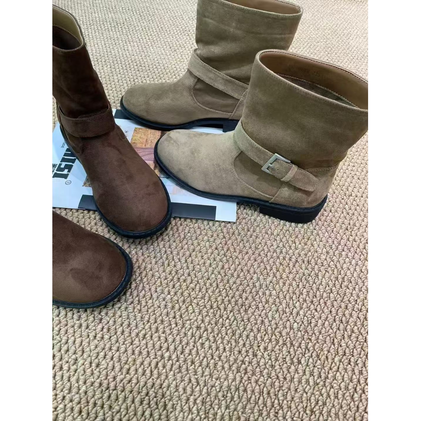 厚底时装靴女新款复古显瘦套筒马丁靴短靴192-8652（不加绒）