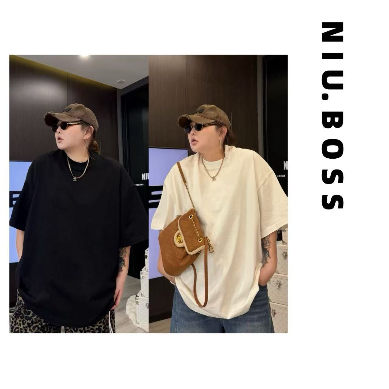 Three Ten. N大码260斤“重磅350克”基础百搭净版后领皮标短袖T恤