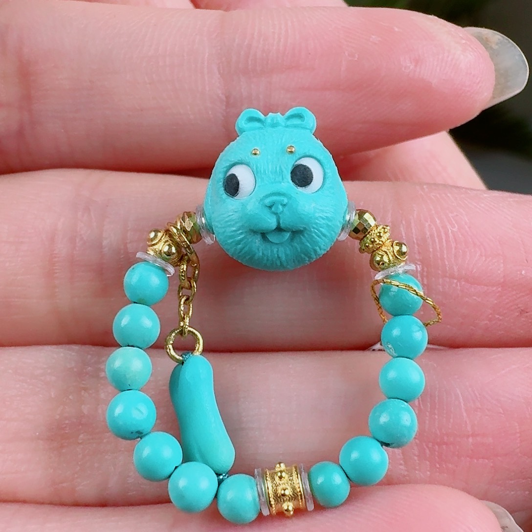 绿松石珠宝奇石18K金镶嵌