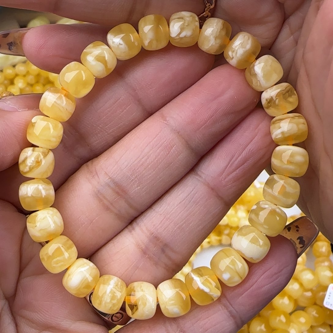 蜜蜡手链未镶嵌虎皮妖花老型手串