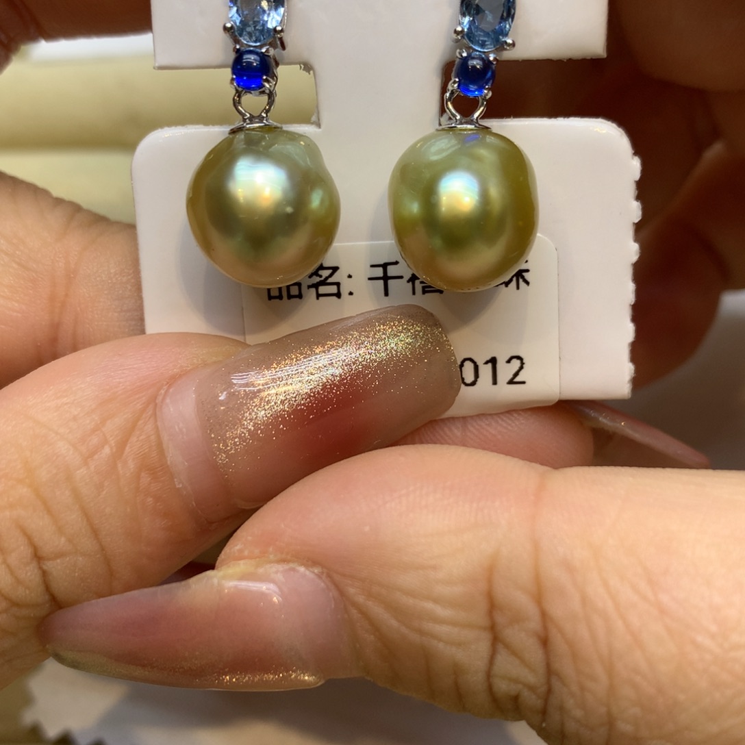 银S925镶嵌耳饰海水珍珠