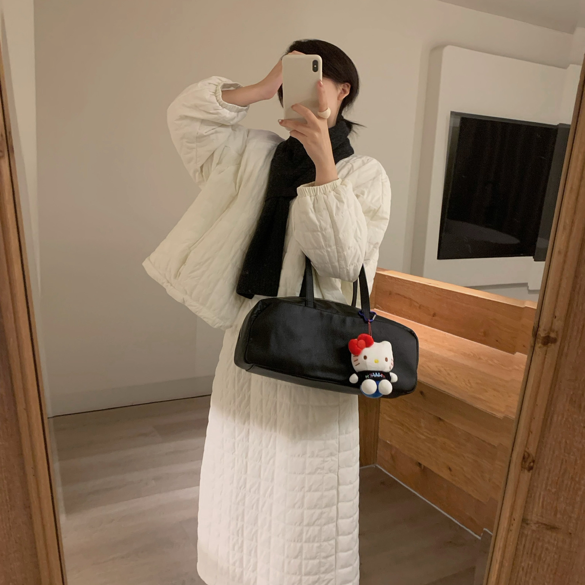 Z079#韩系百搭2025秋冬新款洋气棉服上衣搭半身裙小个子两件套