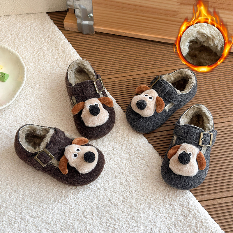 女童毛毛鞋2025新款冬季儿童女孩加绒保暖勃肯鞋女宝软底防滑棉鞋