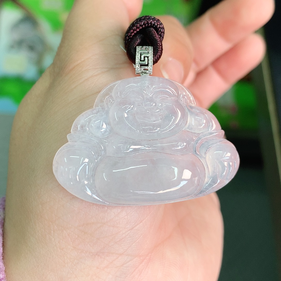 翡翠颈饰18K金镶嵌冰胶大佛公
