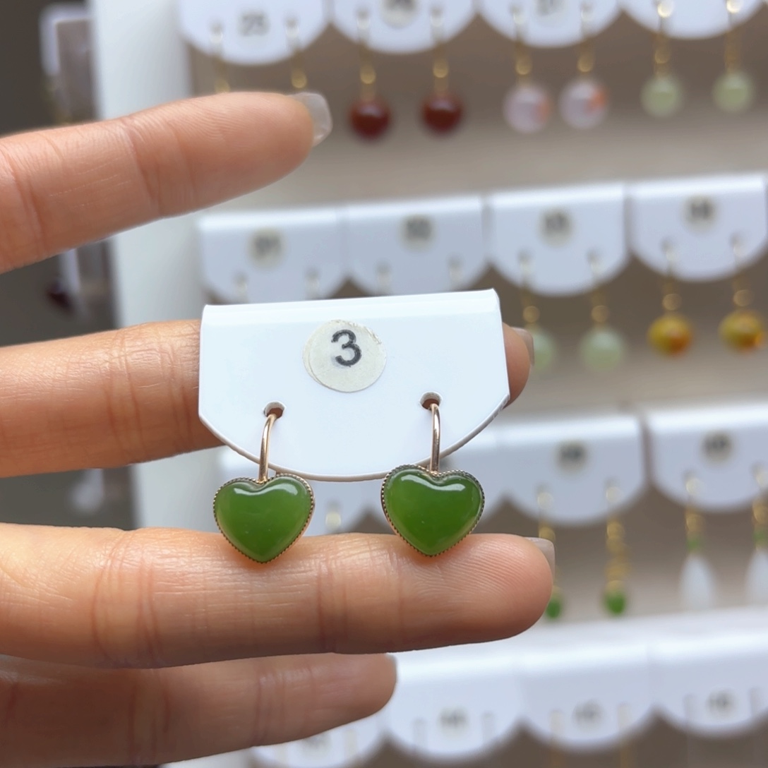 和田玉耳饰银S925镶嵌2