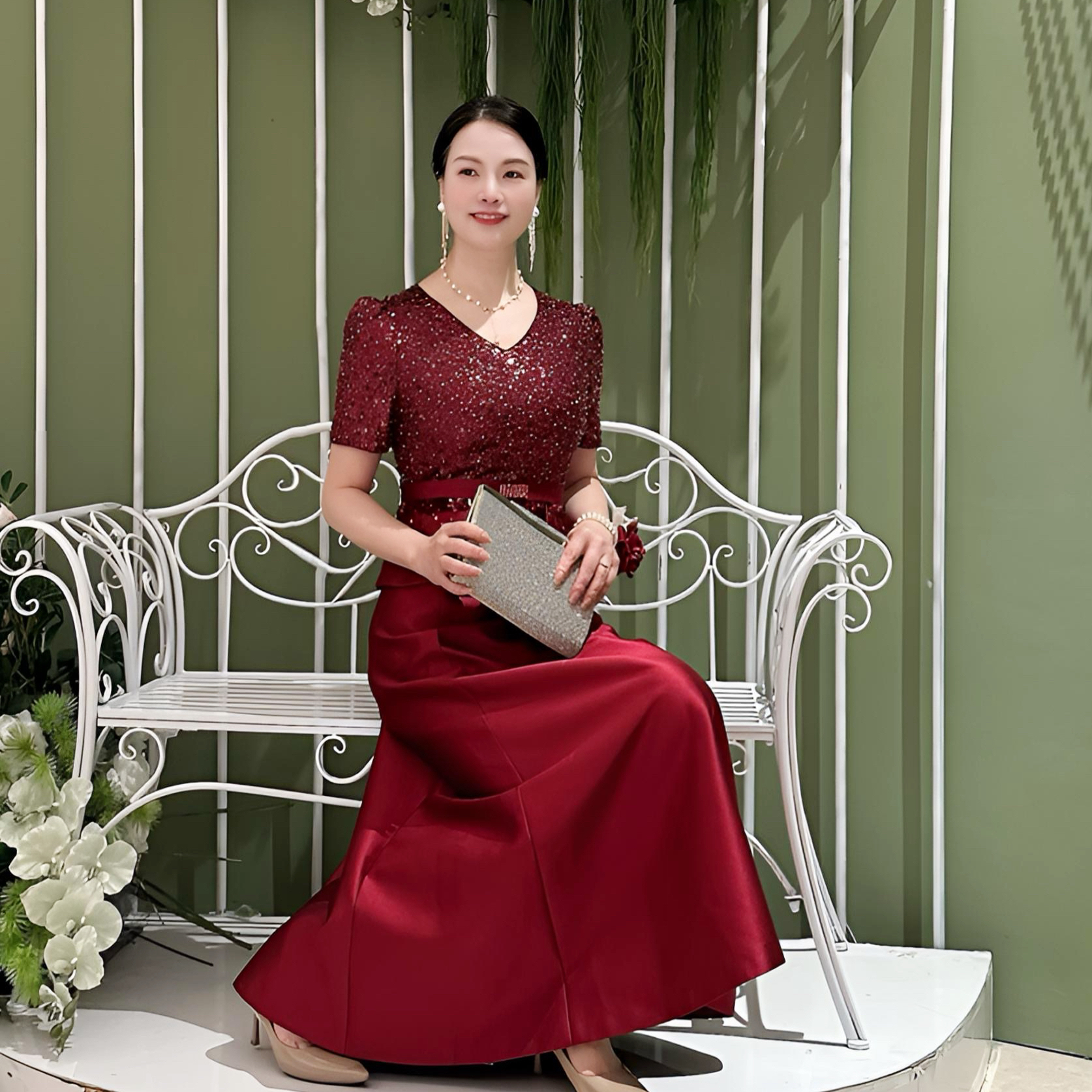 喜妃琳2012 喜婆婆喜妈妈婚宴装钉珠V领高腰显瘦遮肚时尚减龄知性