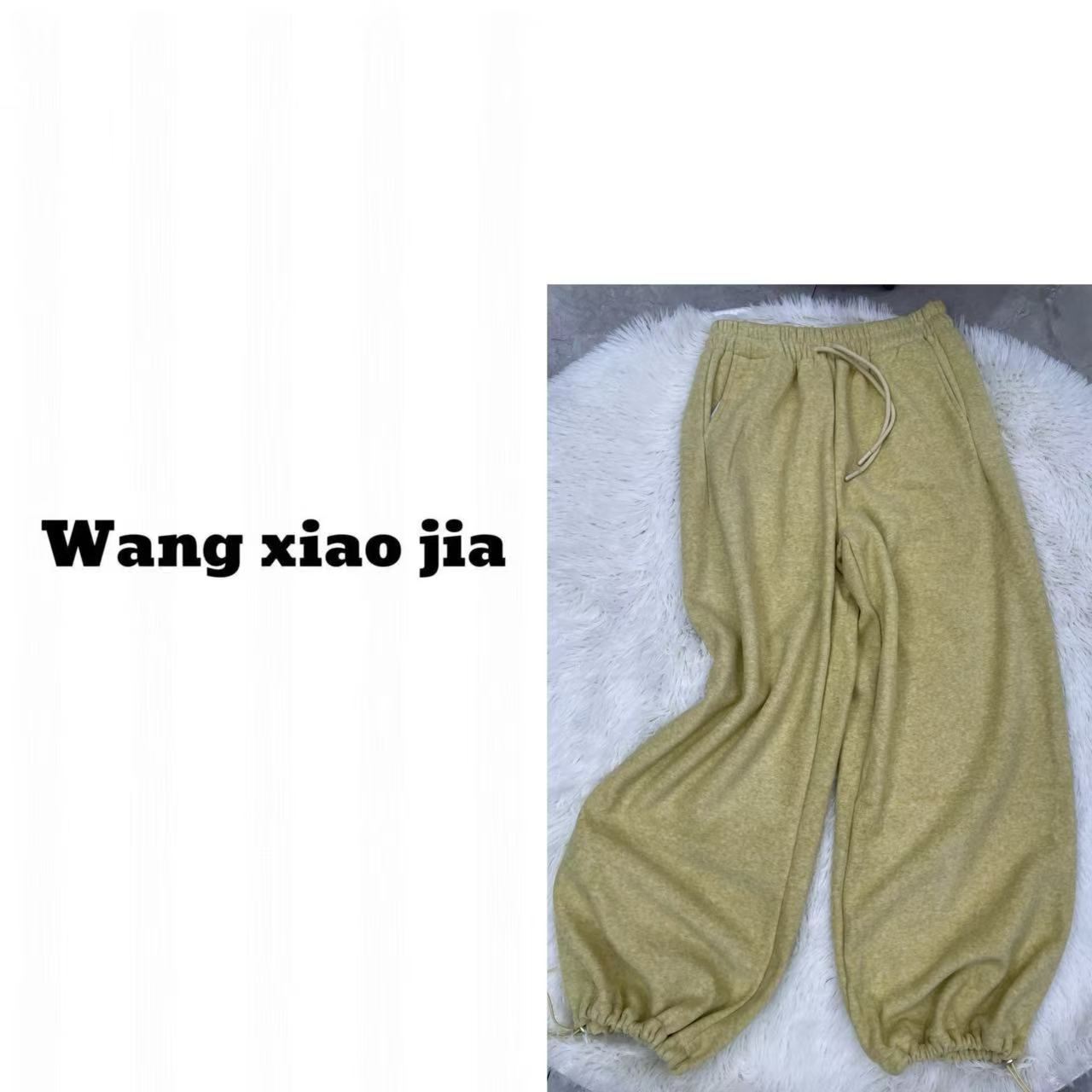 【王晓家】冬季新款加绒直筒阔腿裤