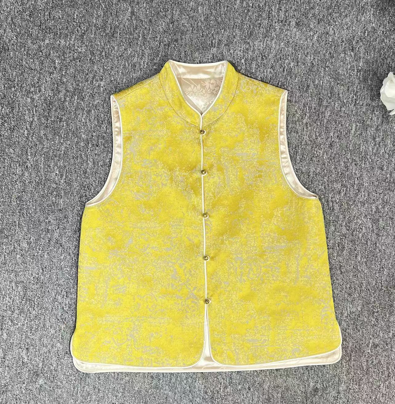 高端定制双面穿立体提花立领复古国风新中式时尚马甲上衣