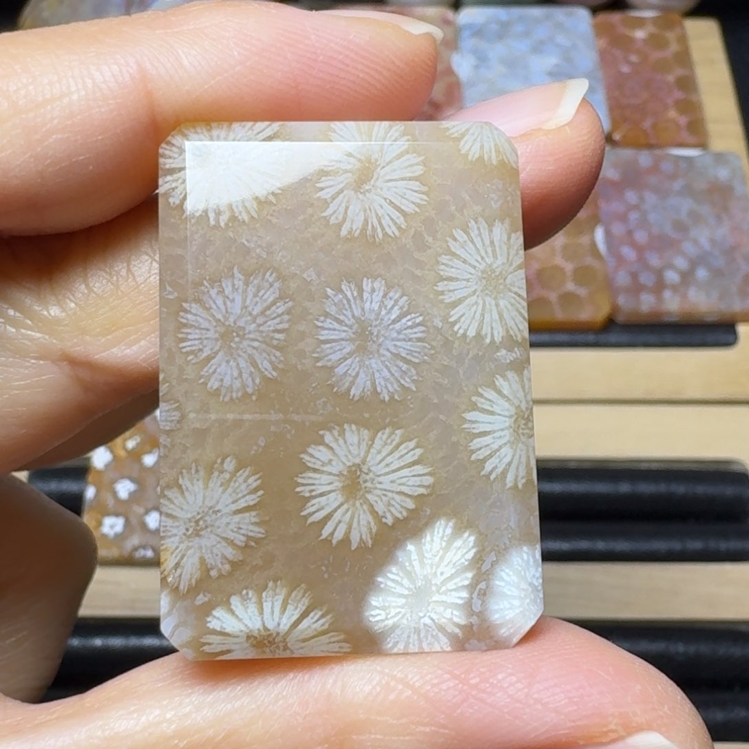 硅化玉冰透立体大花未镶嵌