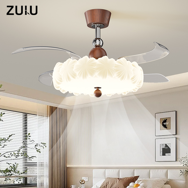 中古餐厅隐形风扇灯2025新款主卧室房间变频静音一体中山吊扇灯具