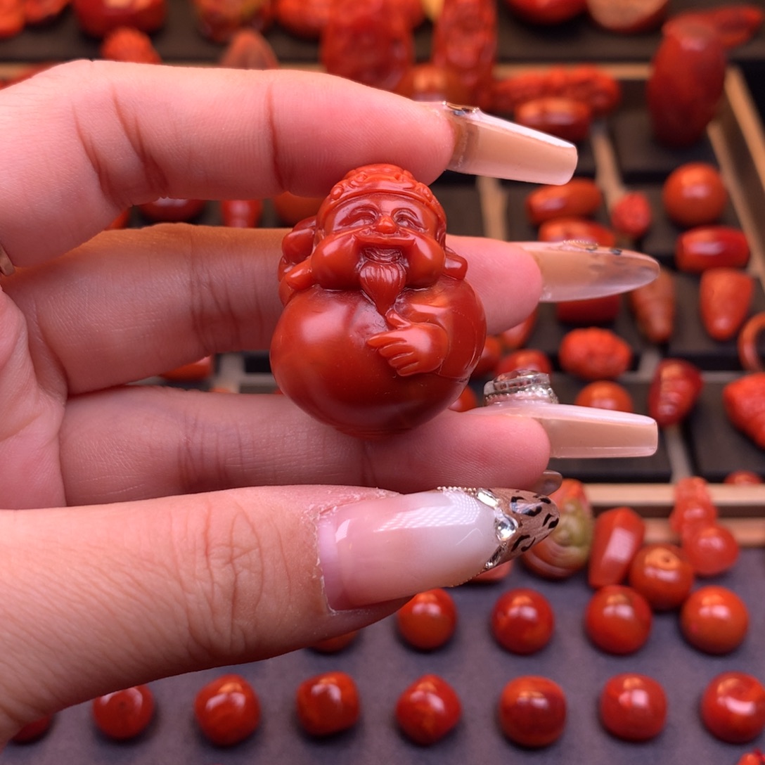 南红玛瑙未镶嵌南红财神吊坠27mm