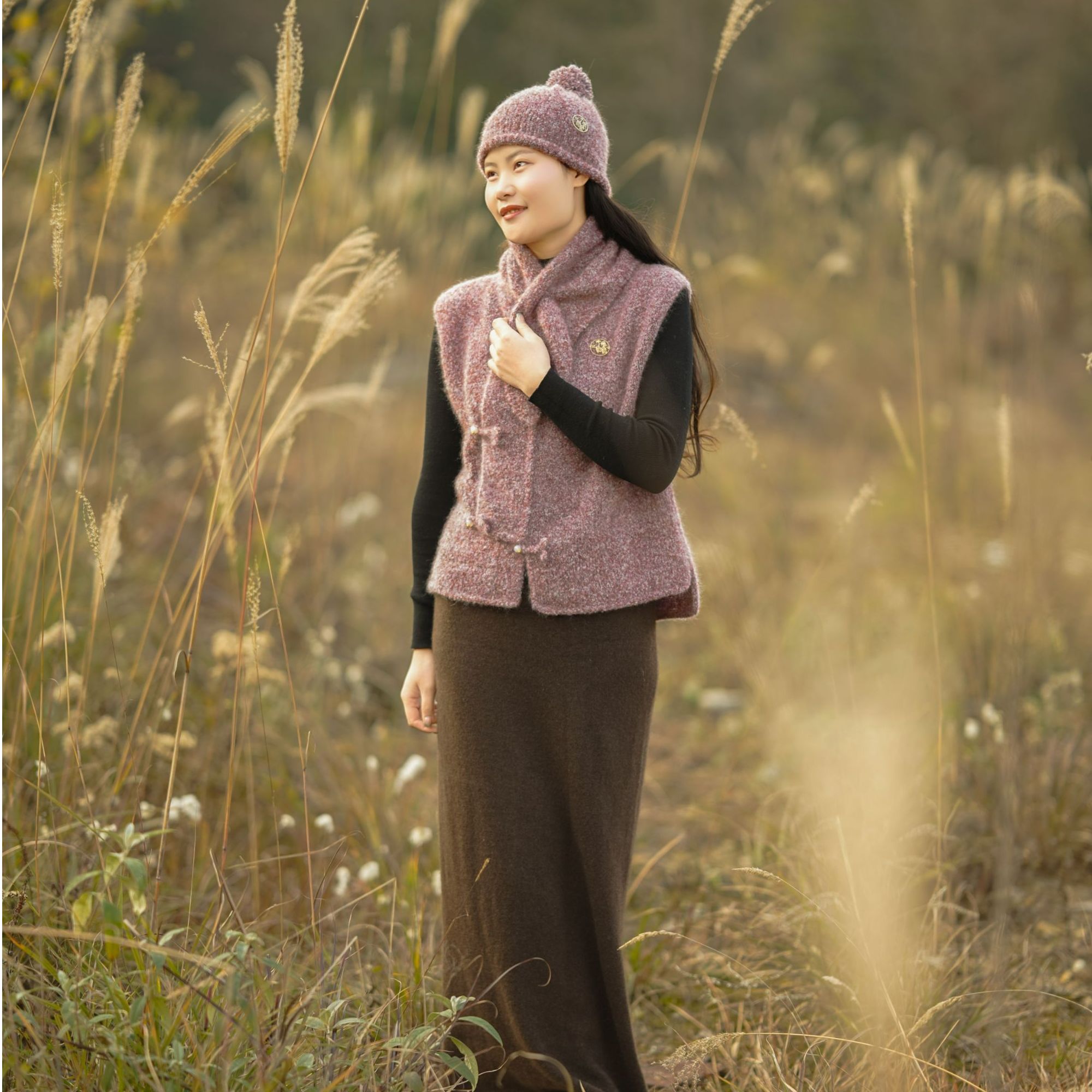 手编格格【莫奈绒光】国风毛衣国风马甲羊绒花纱围脖帽子毛线绒线