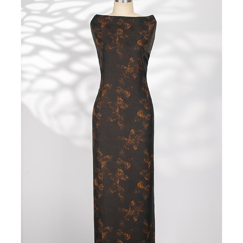 徐永良 16【墨蝶-金】量身定制 桑蚕丝旗袍中国风复古提花