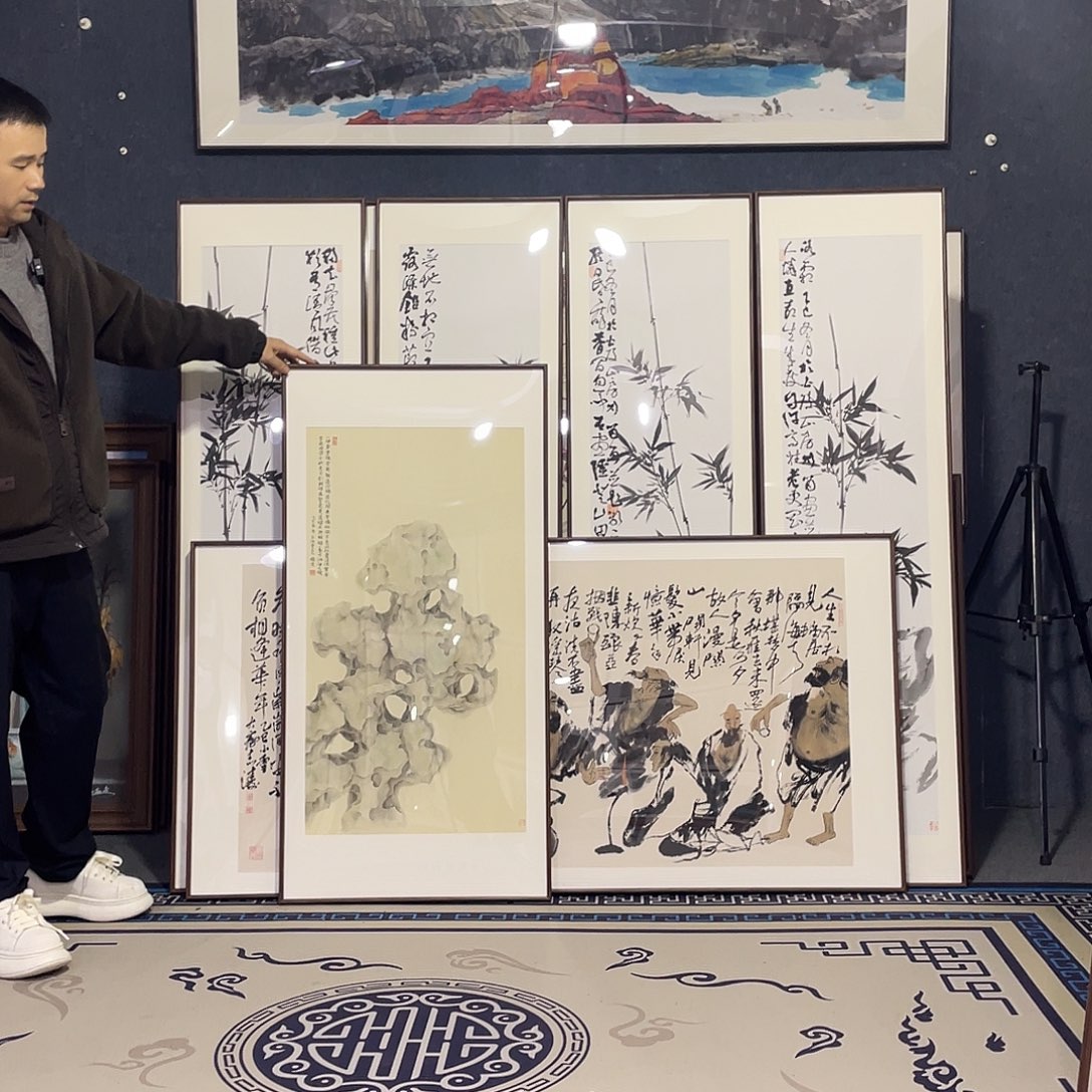 季***国画手绘画作品带框