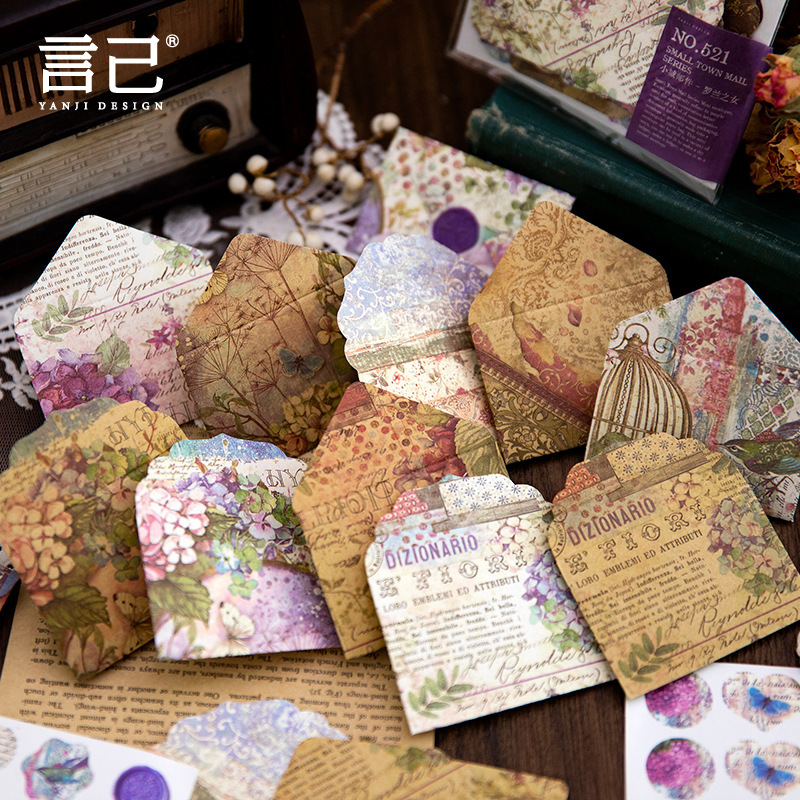 言己迷你信封 系列 复古手账DIY素材装饰贴40张入 6款选