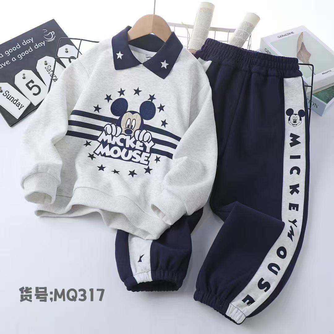 【2025秋冬MQ317】中大童新洋气卡通运动男女时尚刺绣百搭卫衣套装