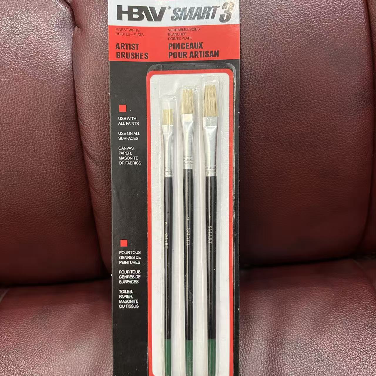 三只装小号组合猪鬃油画笔