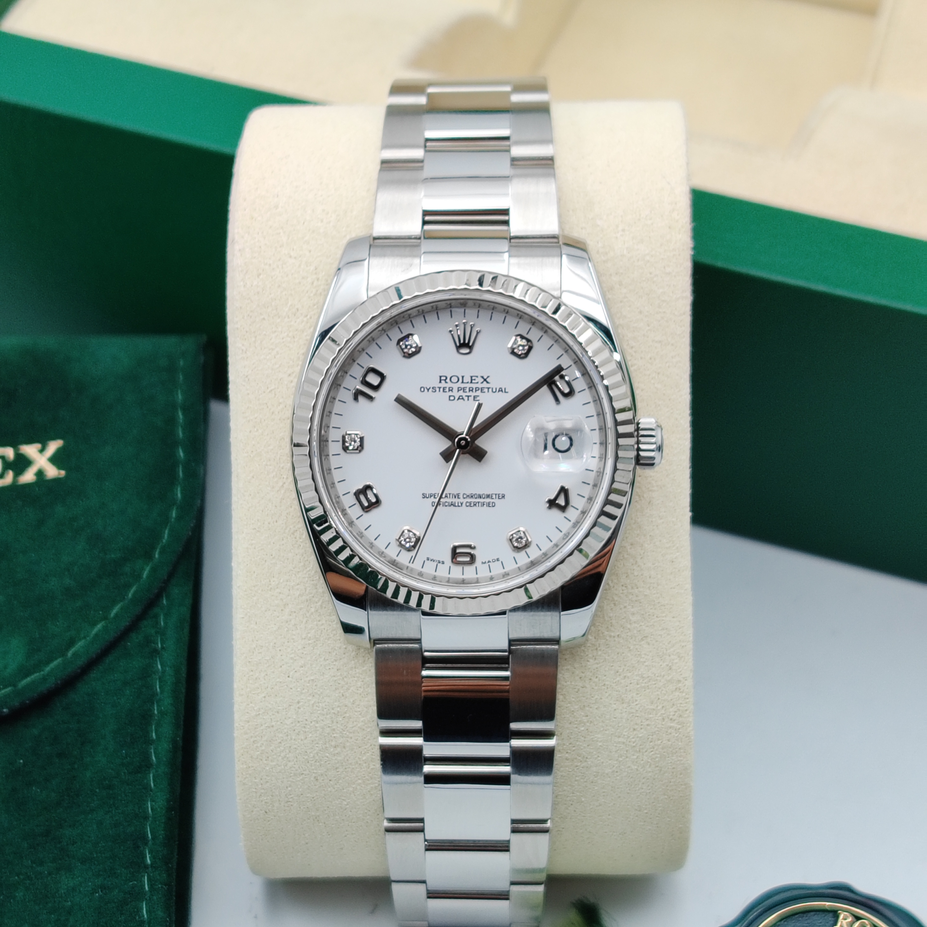 99新 Rolex/劳力士 蚝式恒动115234/34mm/雪山白/自动机芯/女表