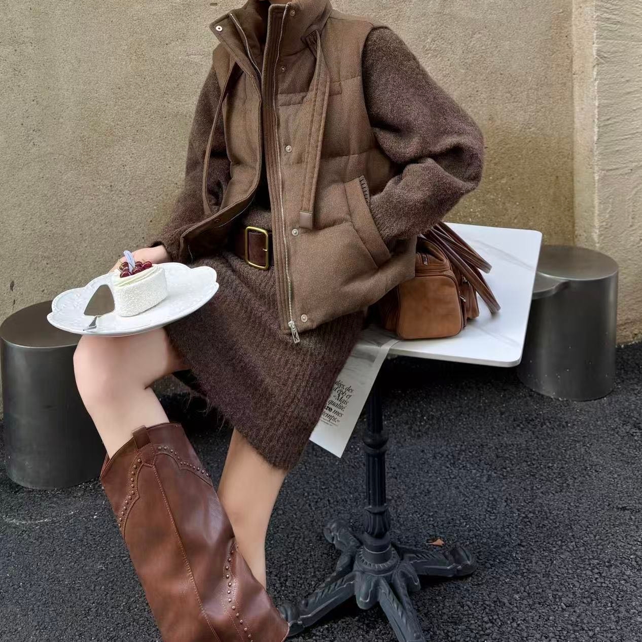 Z.X   抽绳款立领羊毛棉马甲  9901