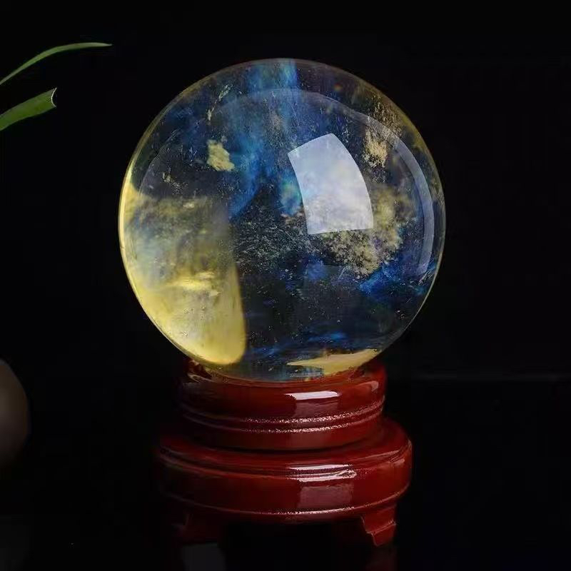 精美黄色晶球居家创意摆件一物一拍水晶球