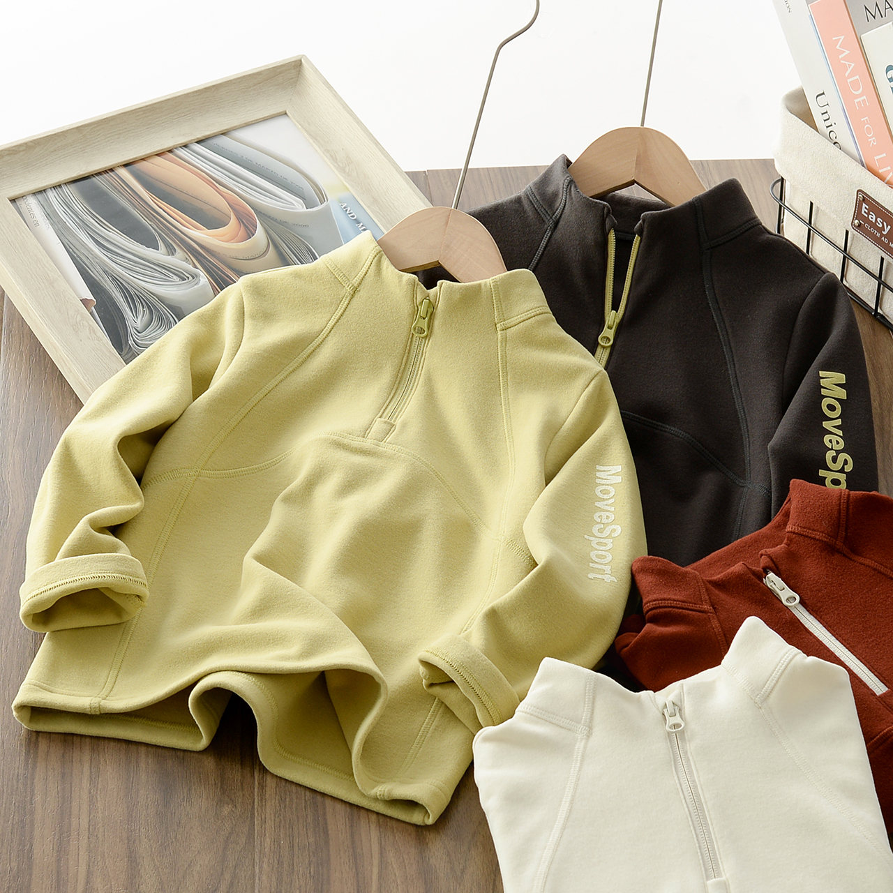 【升级小暖皮】童装立领半拉链T恤中大童防静电发热德容长袖258QS20