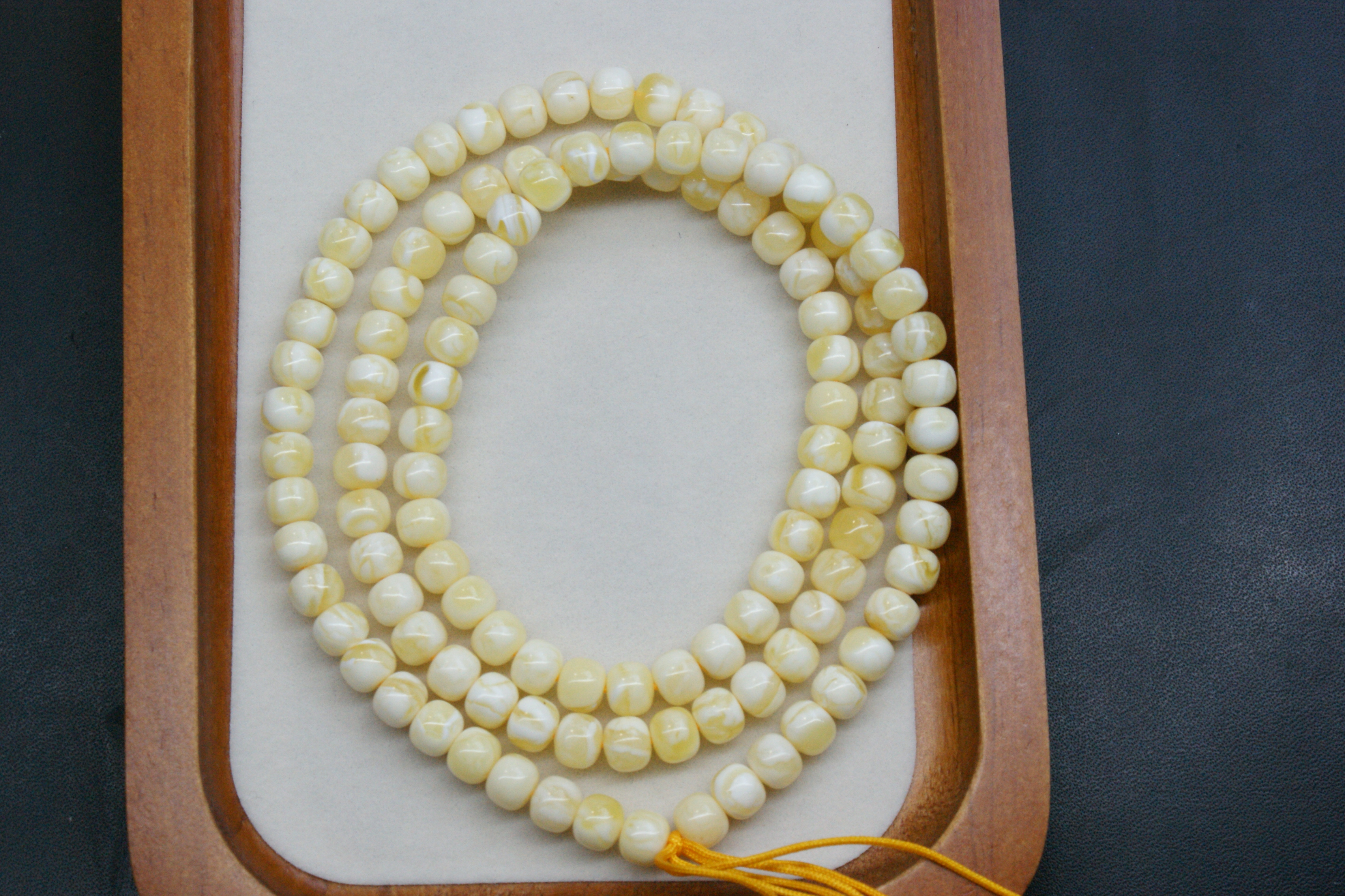 瓷白108蜜蜡老型 约6MM天然漆白蜜蜡妖花纹佛珠气质手串先检后发