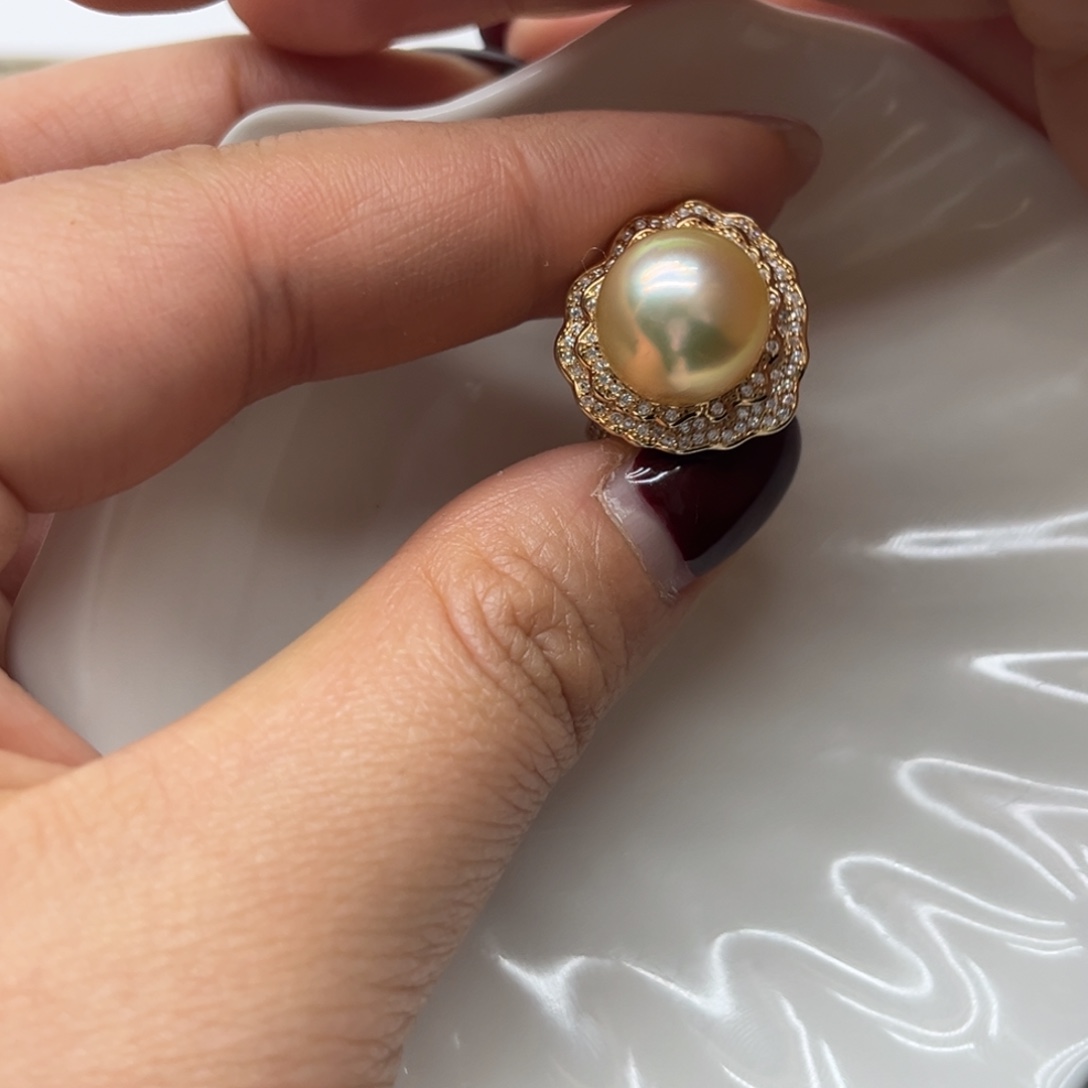 戒指海水珍珠银S925镶嵌