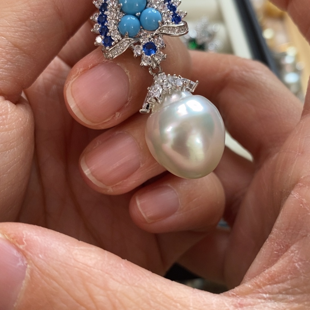 海水珍珠颈饰银S925镶嵌迷*