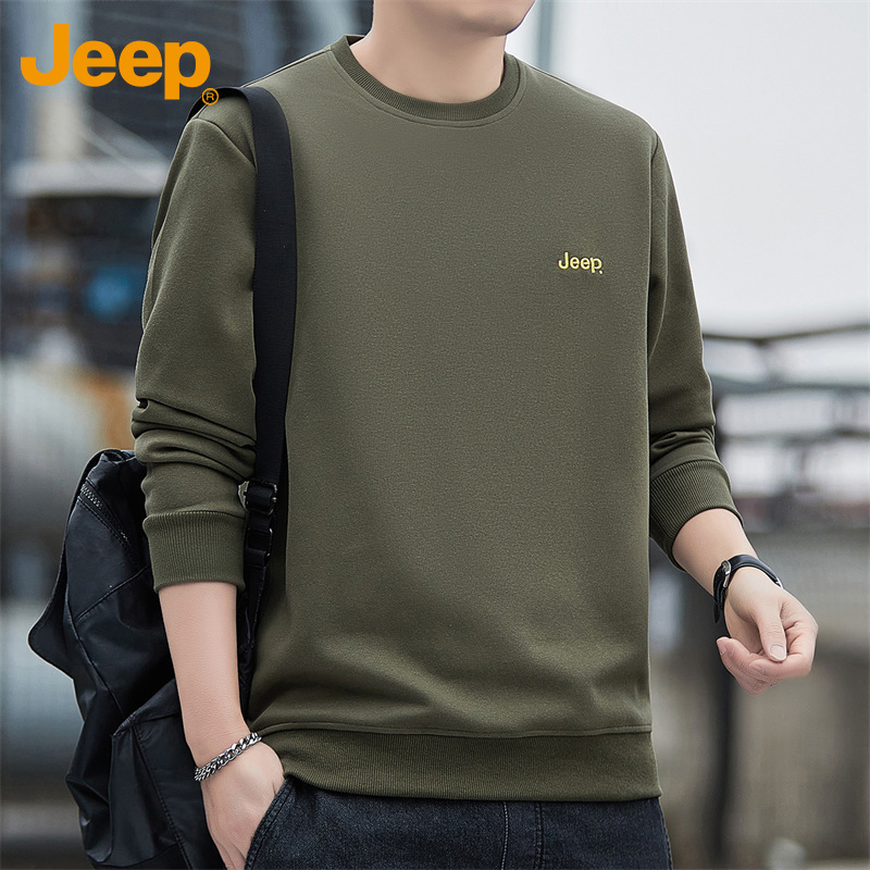 Jeep吉普男士卫衣春秋新款百搭圆领套头潮流休闲长袖t恤宽松上衣