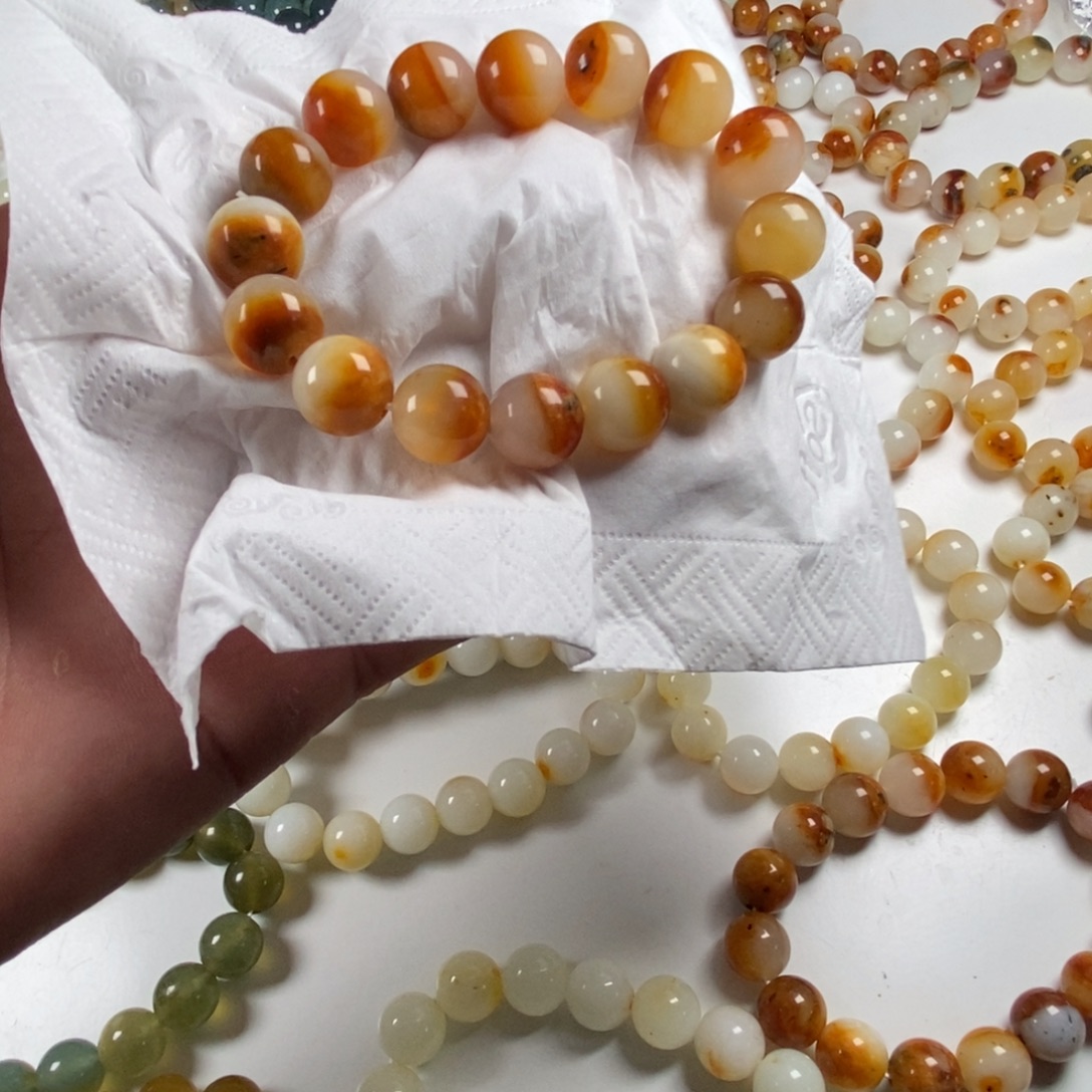 蛇纹石玉未镶嵌手链花玉桂花糕油脂料卡13加