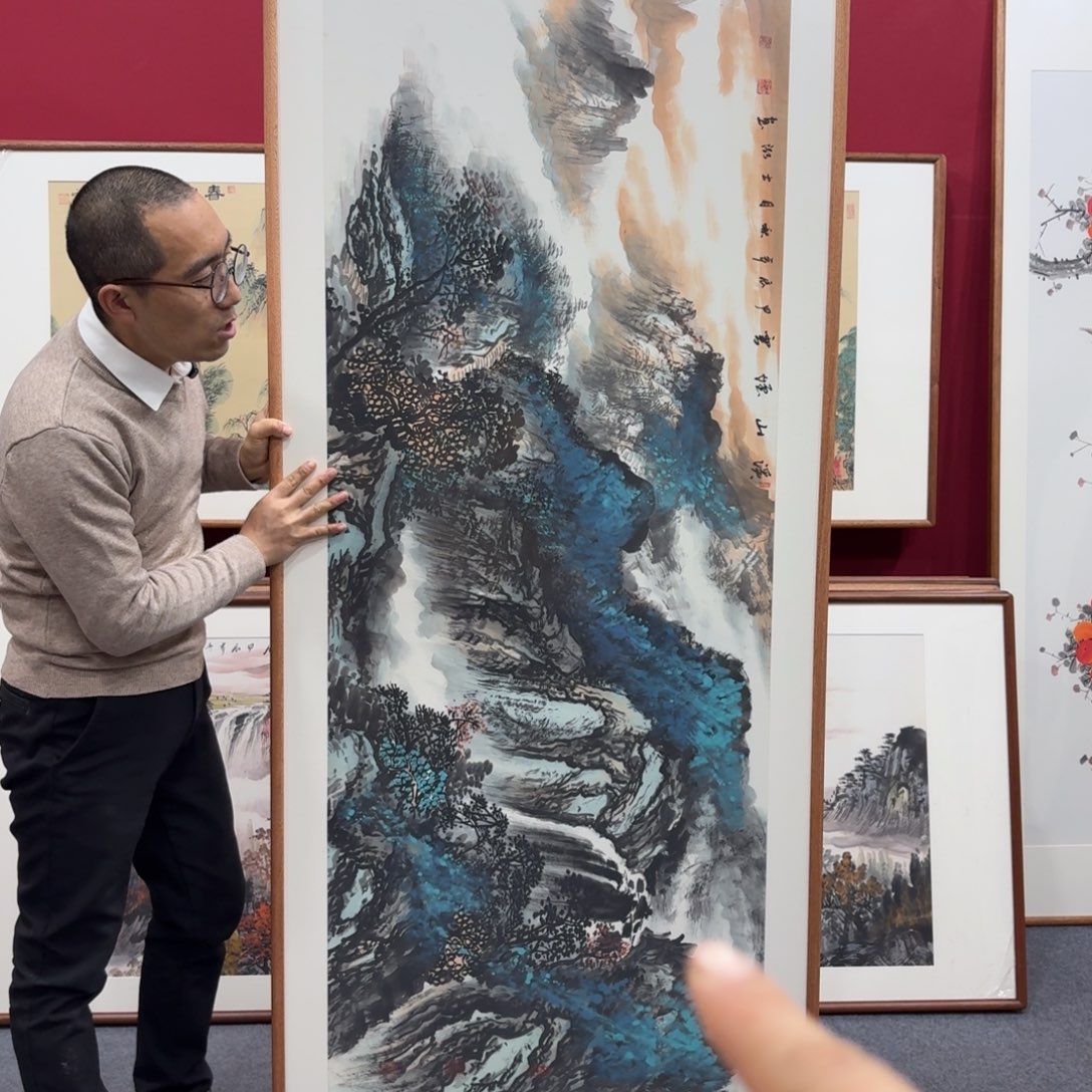 国画手绘作品带框