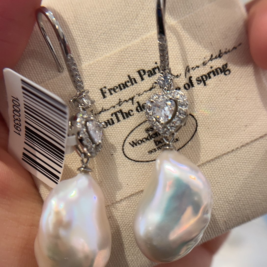 淡水珍珠耳饰合金