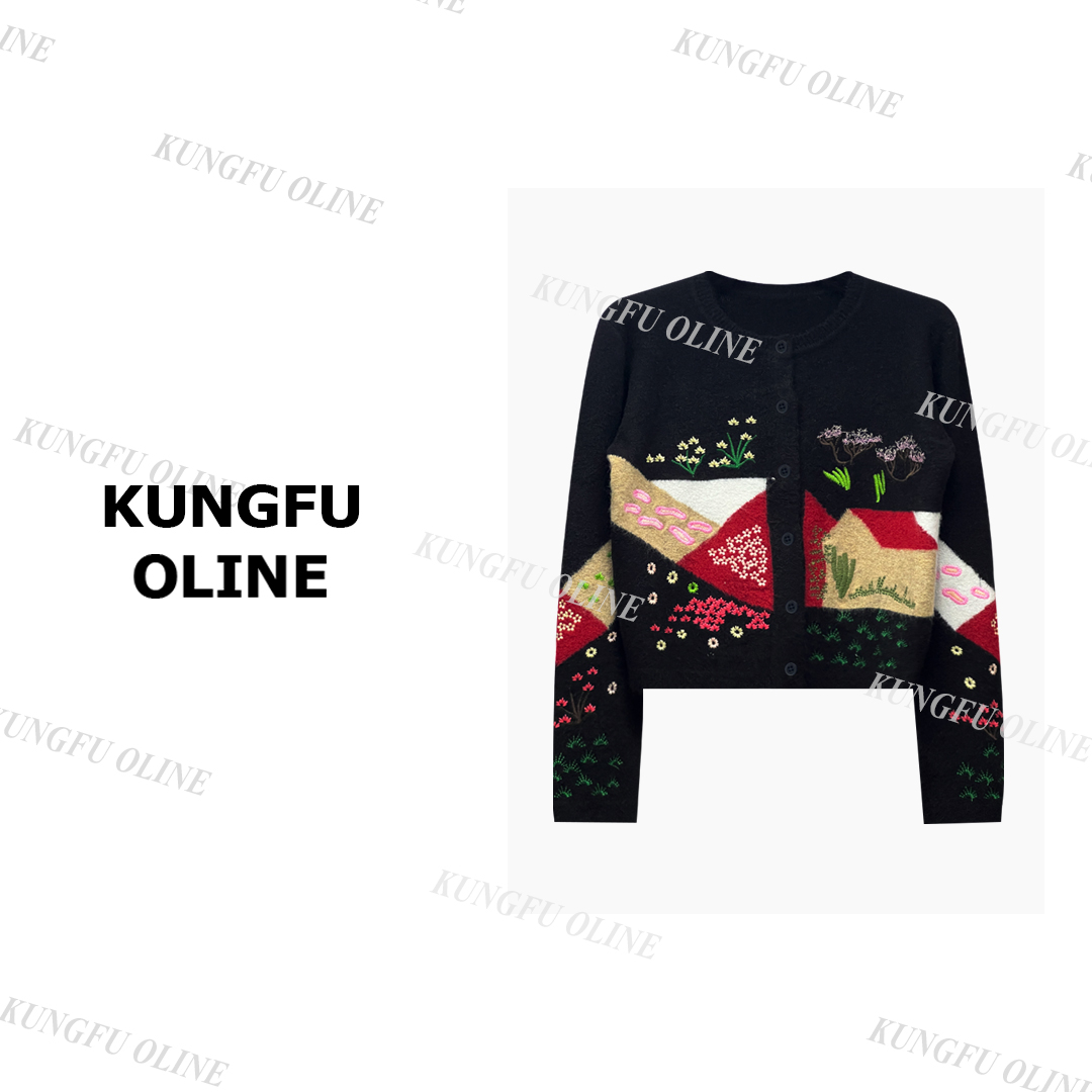 【花花小房子】KS17-73秋冬复古提花高级设计师长袖针织衫毛衣