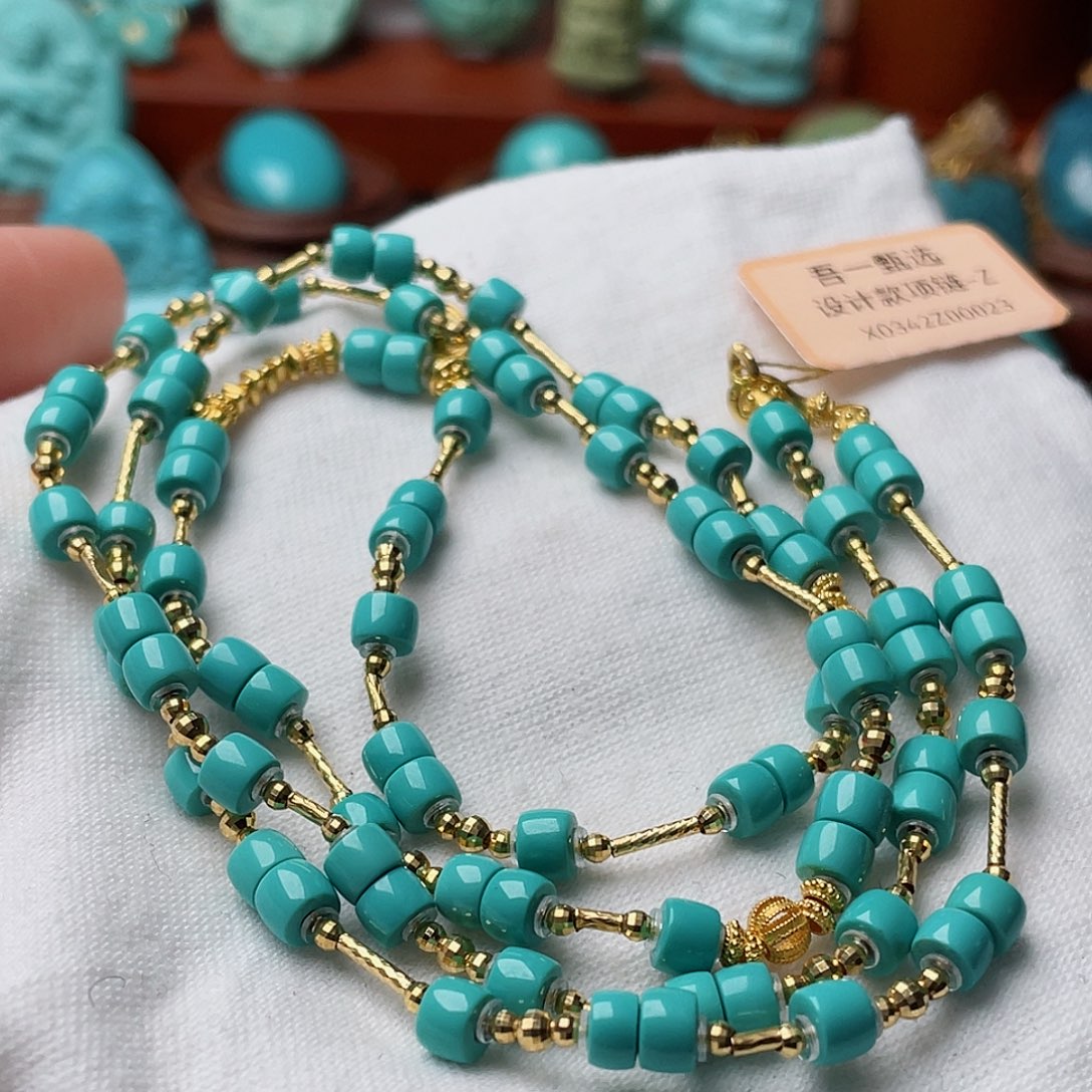 绿松石珠宝奇石18K金镶嵌