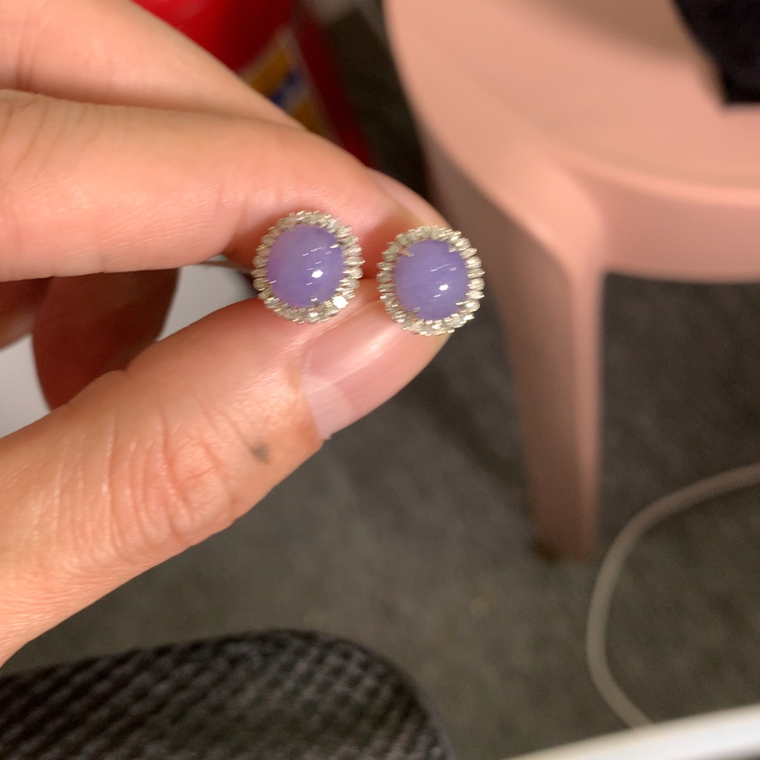 【***语翡翠18K金镶嵌耳饰翡翠