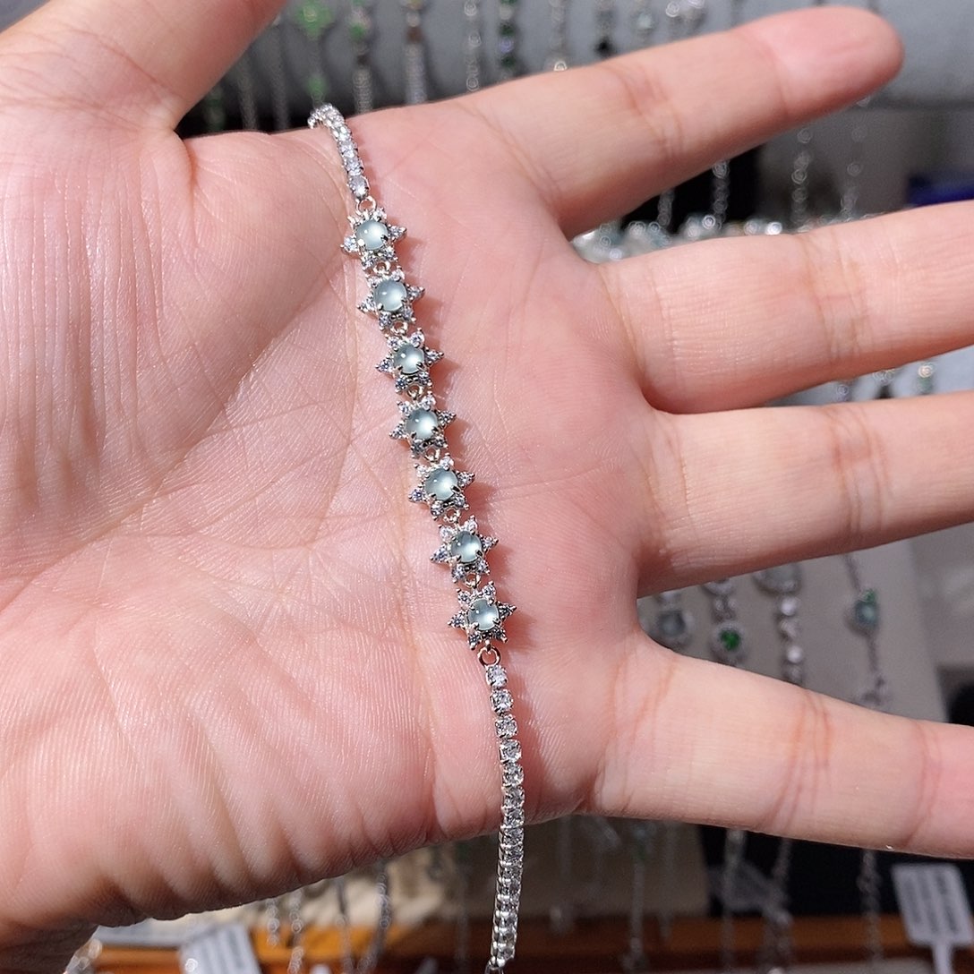 翡翠银S925镶嵌手链