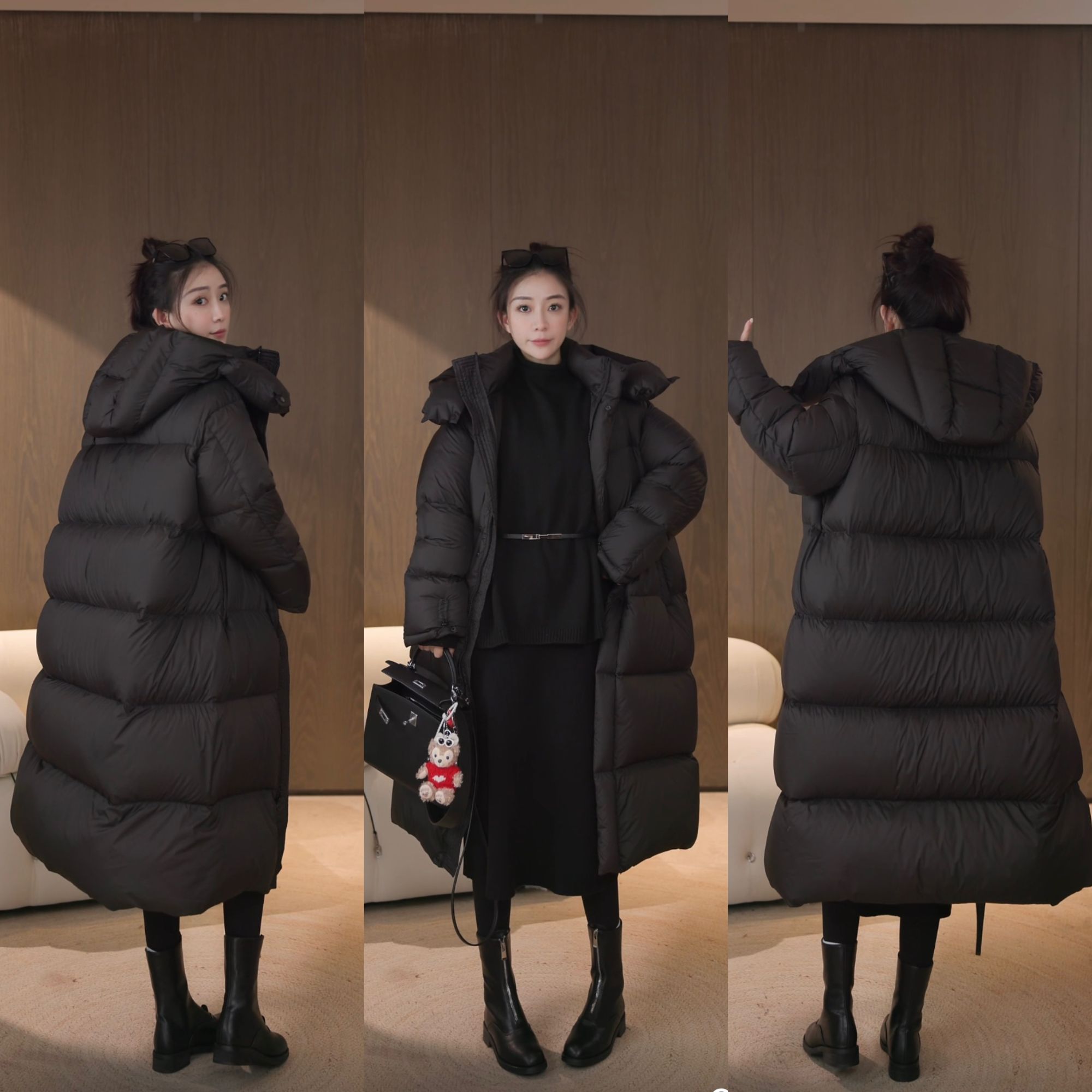 连帽可拆卸大被子款超厚长款羽绒服