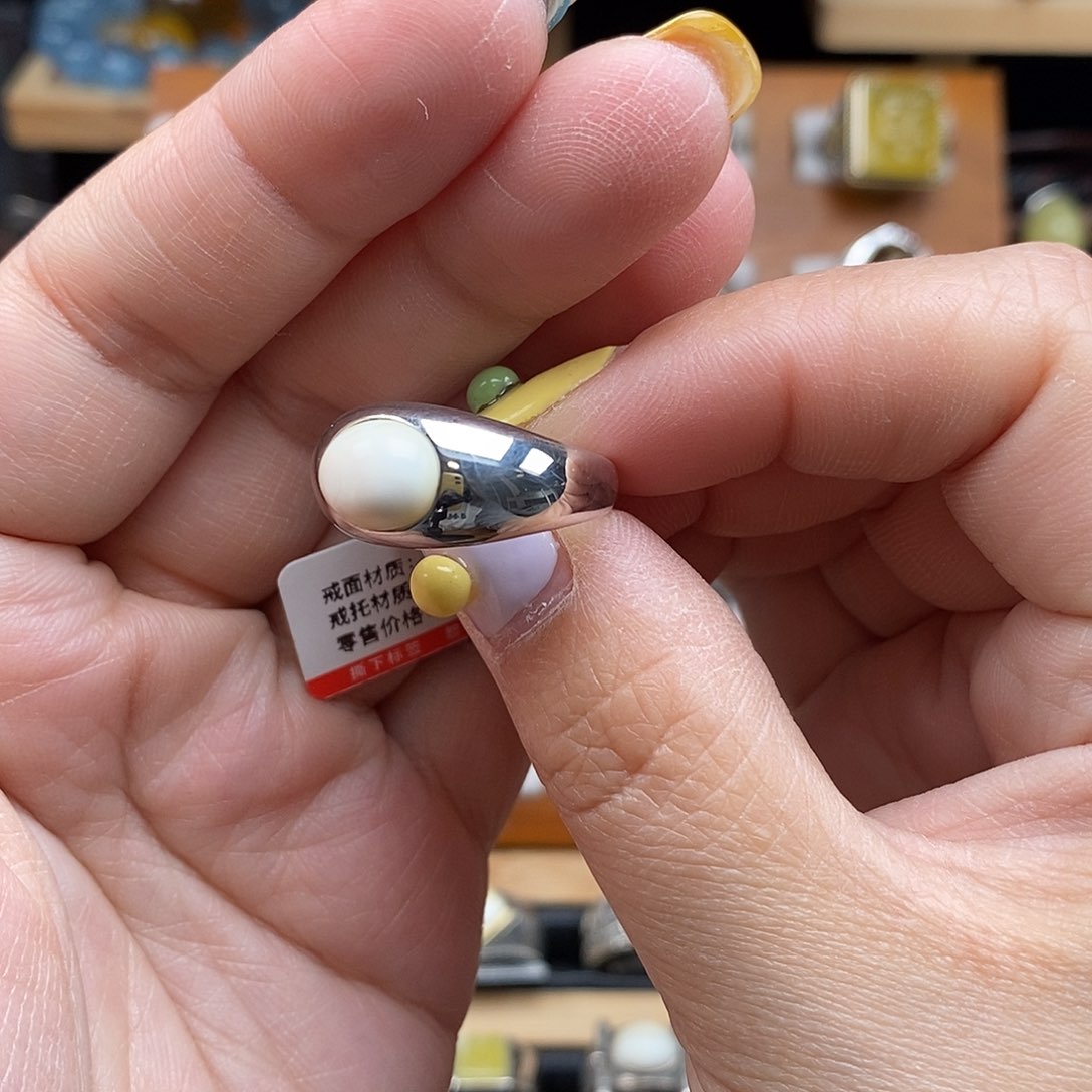 琥珀银S925镶嵌戒指琥珀