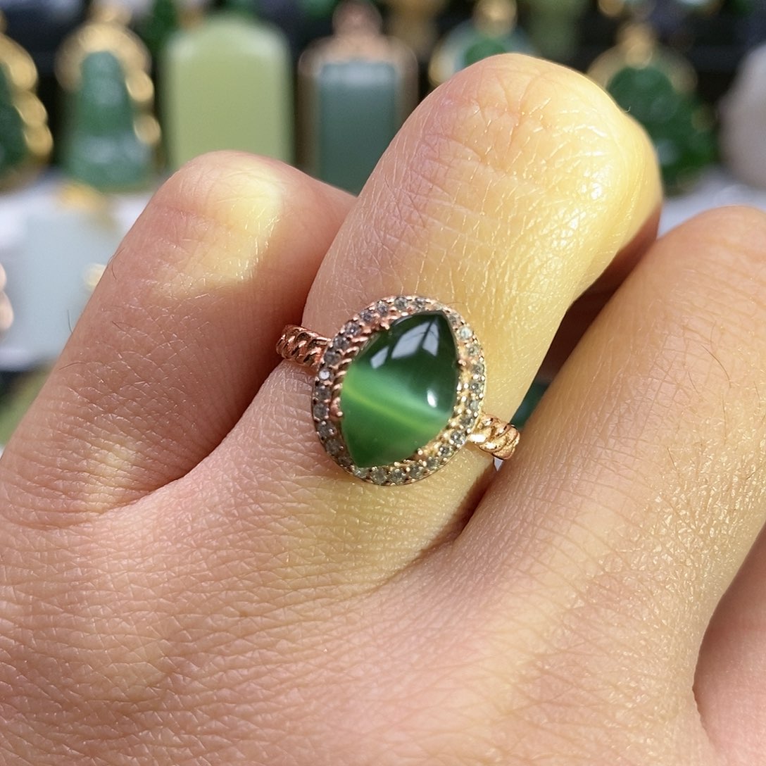 和田玉颈饰银S925镶嵌猫眼