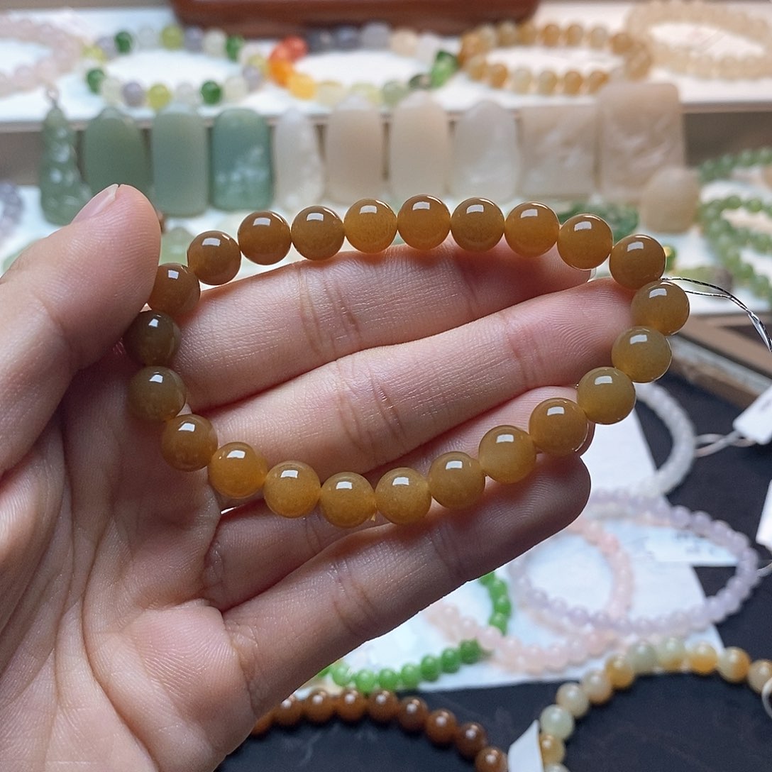 和田玉手链未镶嵌且末红糖卡八 平价款