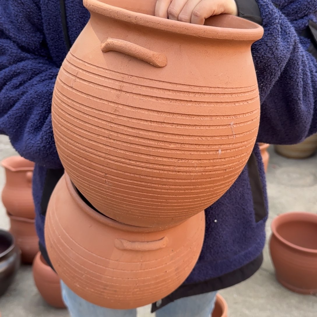 紫砂花盆口20高24宜兴土陶瑕疵粗糙花泥