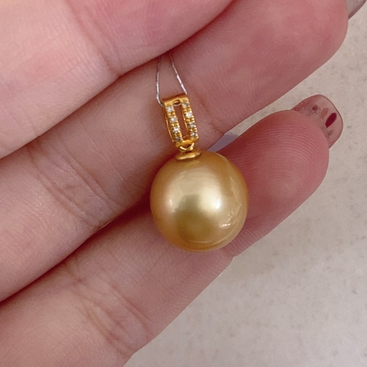 海水珍珠吊坠(不含链)18K金镶嵌12-13mm