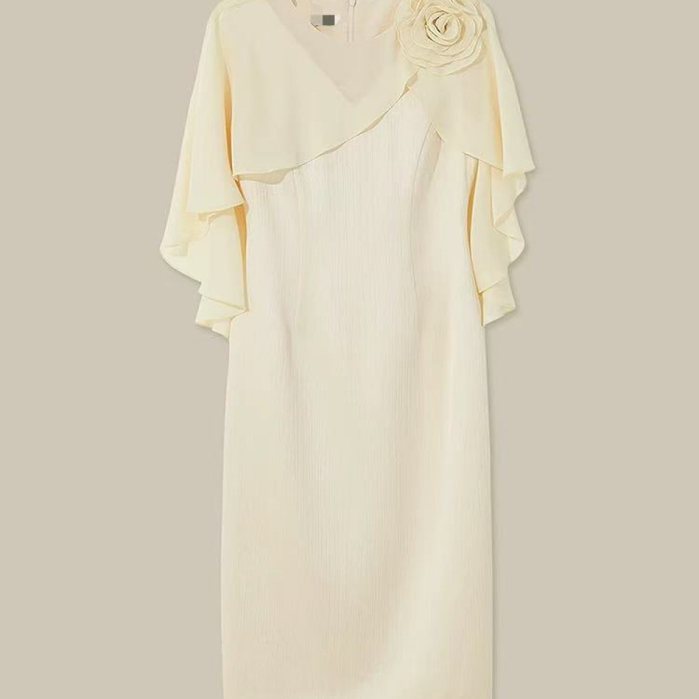 GXO2025夏季新款优雅披肩袖设计感连衣裙LYQ0138